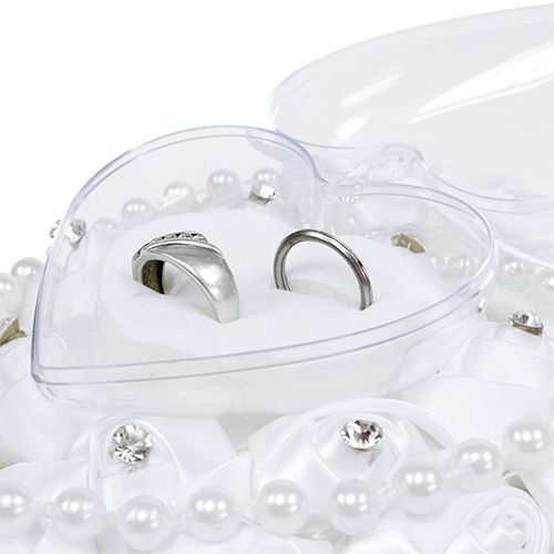 Floristik24 Gifteringpute med Ringholder Hvit 17cm x15cm