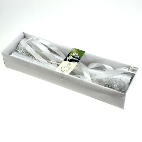 Floristik24 Satengveske hvit 40cm 3stk