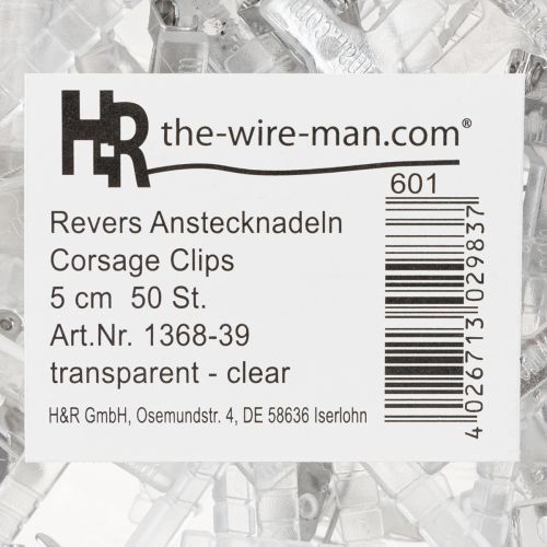 gjenstander Bryllupsnåler gjennomsiktige/sølvfargede 5 cm 50 stk