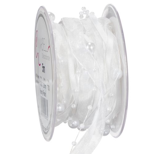 Floristik24 Bryllupsbånd hvitt 20mm 5m