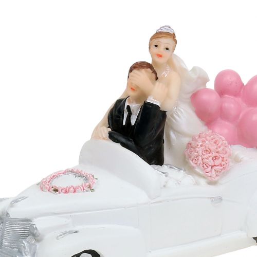 Floristik24 Bryllupsfigur brudepar i bilen 16cm