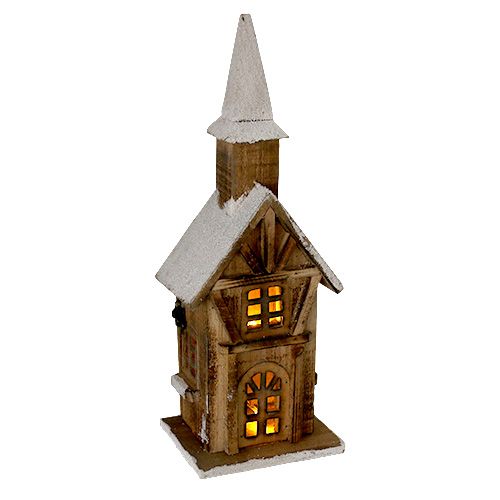 Floristik24 Trekirke med LED-belysning naturlig, hvit 42cm