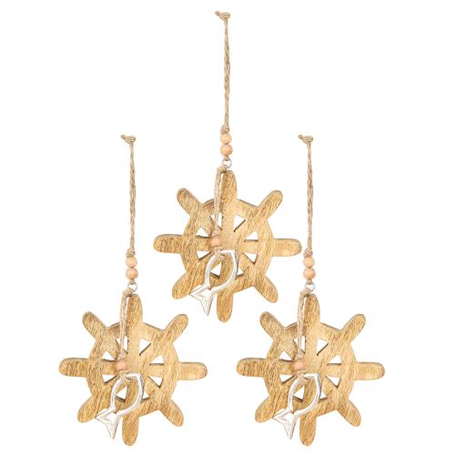 gjenstander Trerattdekorasjon metallfiskeanheng Ø12cm 3 stk