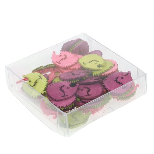 Floristik24 Pinnsvin figurer tre strø dekorasjon blanding fargerik 4cm 72 stk