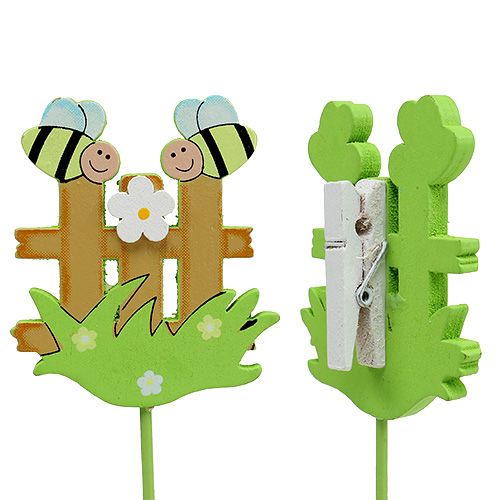 Floristik24 Plugg gjerde av tre med dyr 6,5 cm sort. 12stk