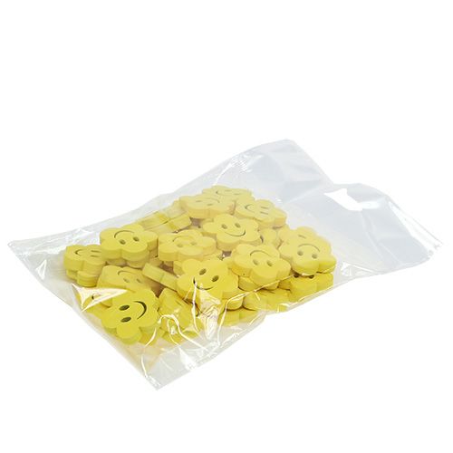 Floristik24 Treblomst med ansikt gul 2,5cm 48 stk