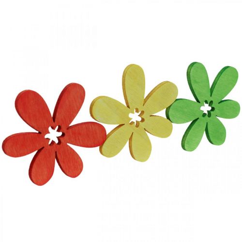 gjenstander Treblomster sprer dekorasjon blomster tre gul/oransje/grønn Ø4cm 72p