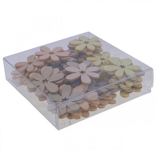 Floristik24 Treblomster spredt pynt blomster tre beige/gul/rosa Ø4cm 72 stk.