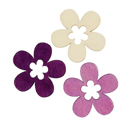 Floristik24 Assorterte treblomster. Lilla, hvit 4cm 72 stk