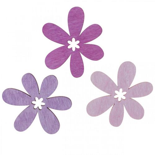 Treblomster sprer dekorasjon blomstrer tre lilla/fiolett/rosa Ø4cm 72p