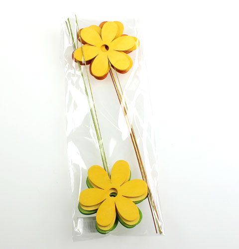 Floristik24 Treblomst på ledning 8cm 3-farget rumpe. 12stk