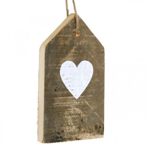 Floristik24 Hus med hjerte, tredekor for oppheng, husdekorasjon antikk look H18cm