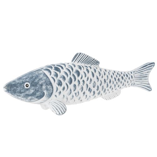 Trefisk i blått og hvitt, fiskedekorasjon, tremel, 35 cm, 1 stk. kjøpe | Floristik24.no