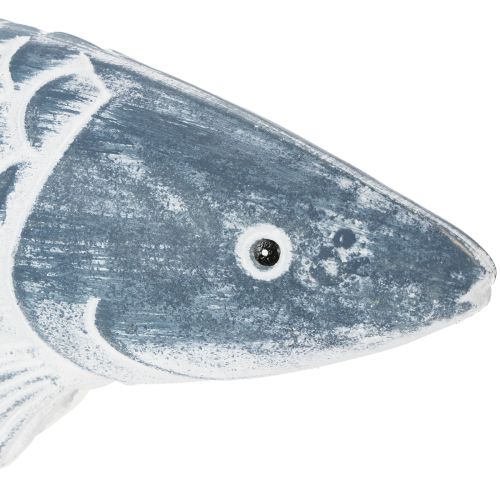 Trefisk i blått og hvitt, fiskedekorasjon, tremel, 35 cm, 1 stk. | Floristik24.no