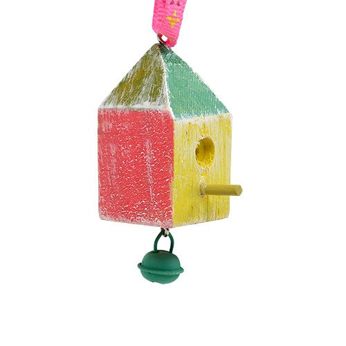 Trehenger fuglehus 7x3x3cm farget 6stk | Floristik24.no