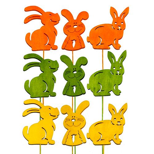 Floristik24 Kaniner av tre med forskjellige farger L31cm - 31,5cm 18stk