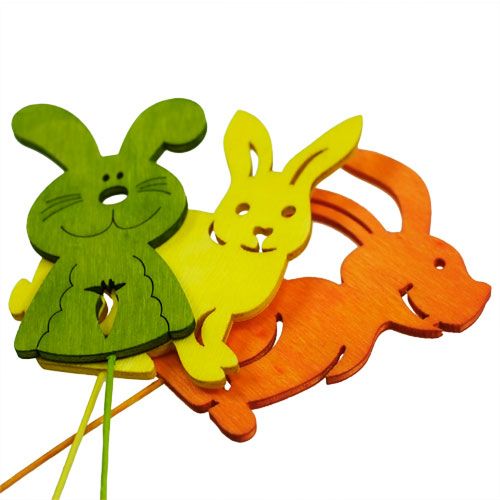 gjenstander Kaniner av tre med forskjellige farger L31cm - 31,5cm 18stk
