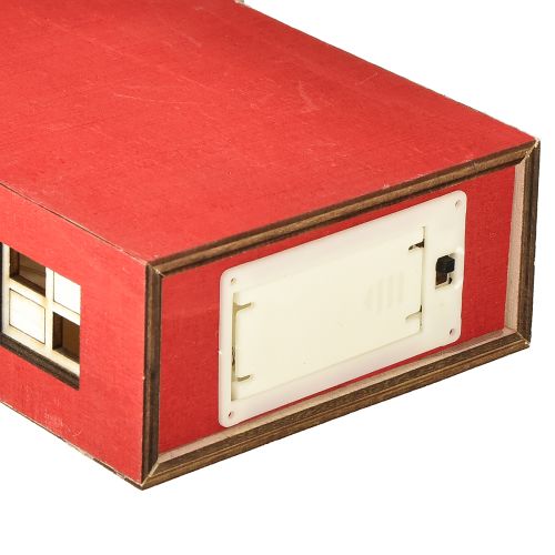 gjenstander Trehusdekorasjonslys i tre rødt og hvitt for batteri H19,5 cm