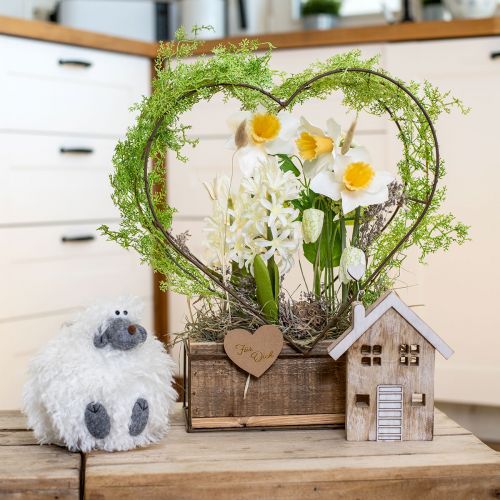 gjenstander Trehus dekorativt hus bordstativ tre 20cm 2 stk