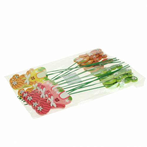 Floristik24 Blomsterplugger nissehus med pinne assorterte farger 5×9cm 16 stk