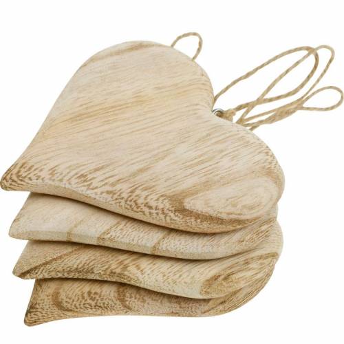 Floristik24 Dekorativt hjerte Valentinsdag tre hjerte å henge natur tre dekorasjon 4stk