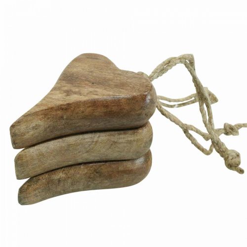 Floristik24 Tre hjerte anheng hjerte tre dekorasjon for oppheng 10cm 3stk