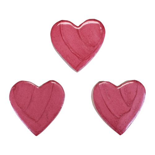 gjenstander Trehjerter dekorative hjerter rosa skinnende spredt dekorasjon 4,5cm 8stk