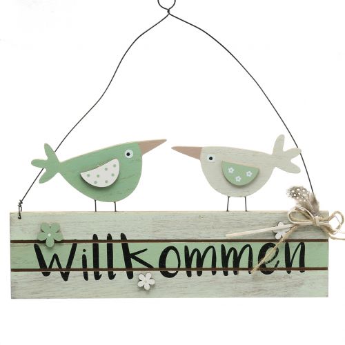Floristik24 Treskilt "Velkomst" grønt 29,5cm x 28cm 2stk
