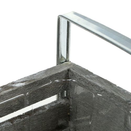 Floristik24 Treboks grå 20cm x 9cm H6cm med håndtak