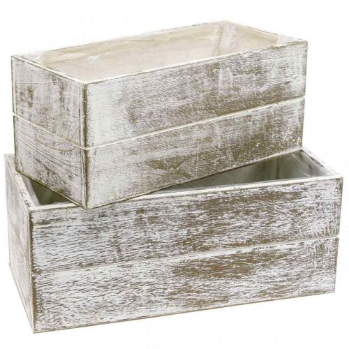 Floristik24 Plantekasse tre vintage krem, brun 32×16/28×13cm sett med 2