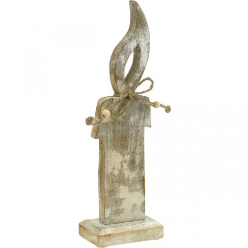 Trelys, borddekorasjon Shabby Chic, trepynt med glittereffekt H29,5cm