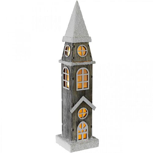 gjenstander Fyrtårn laget av tre Steeple Christmas Church H45cm