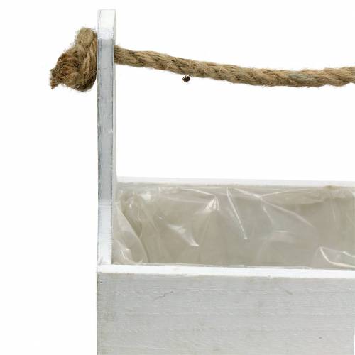 gjenstander Planteboks verktøykasse med håndtak treboks hvit 27 × 15cm / 22 × 10,5cm