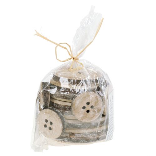 Floristik24 Dekorativ knapp laget av tre, vasket hvit 15stk