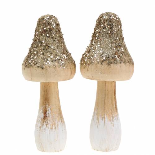 Floristik24 Sopp av tre med glitter H17cm 2stk