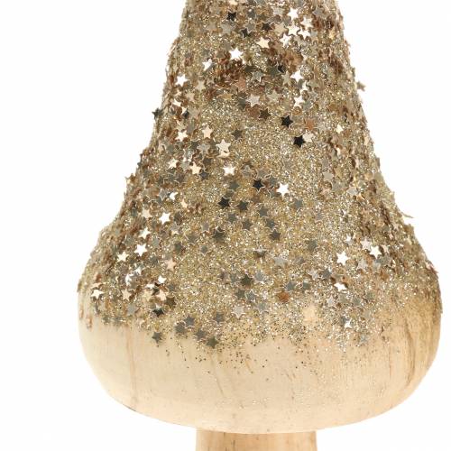 Floristik24 Sopp av tre med glitter H17cm 2stk