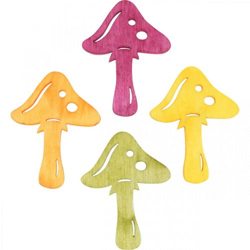 gjenstander Spredt sopp, høstpynt, heldige sopp for å dekorere oransje, gul, grønn, rosa H3,5 / 4cm B4 / 3cm 72stk.