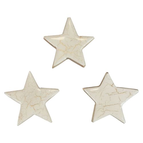 gjenstander Trestjerner dekorative stjerner hvitt gull knitrende tre Ø5cm 8stk