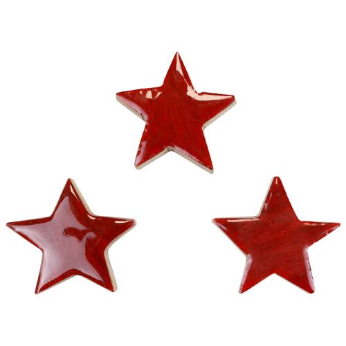 gjenstander Trestjerner deco stjerner røde spredningsdekor glanseffekt Ø5cm 12stk
