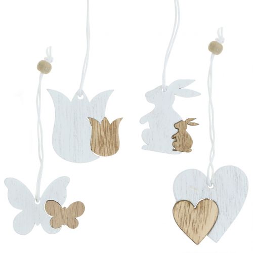 Floristik24 Dekorasjonshenger vårhvit / natur 12stk