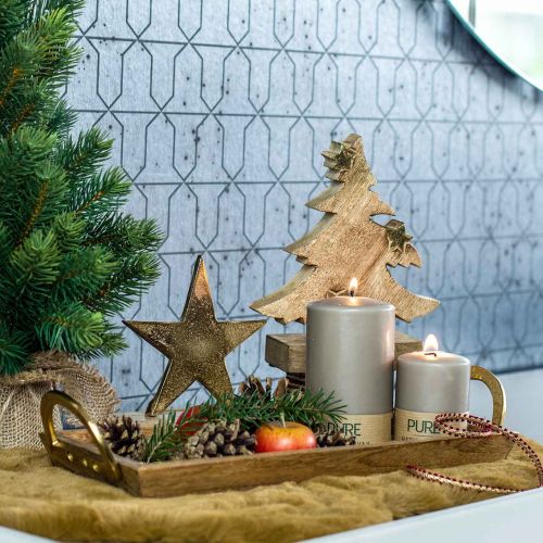 Floristik24 Trebrett med håndtak, dekorativ skål, mangotre L39,5cm