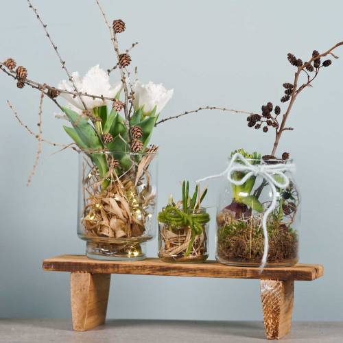 Floristik24 Trebrett med føtter naturlig 58cm H10cm