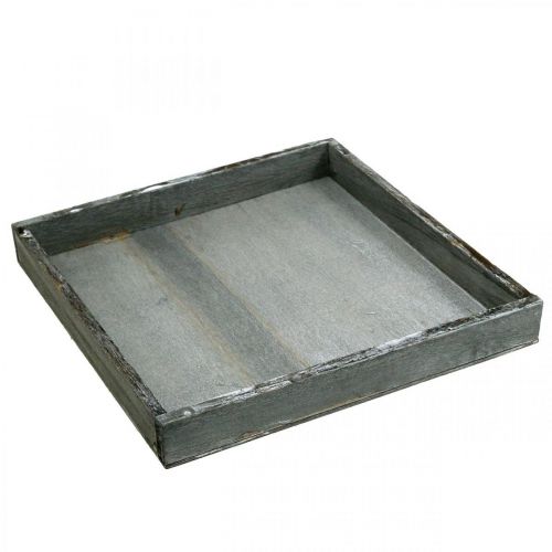 gjenstander Skuff tre firkantet grå, hvit borddekorasjon shabby chic 24,5×24,5cm