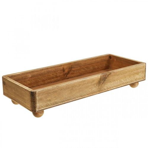 Floristik24 Trebrett Rektangulært dekorativt brett med føtter 34×14×7cm