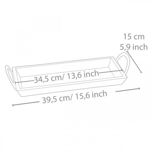 Floristik24 Mangotrebrett, dekorativ skål med metallhåndtak, borddekor L39,5cm