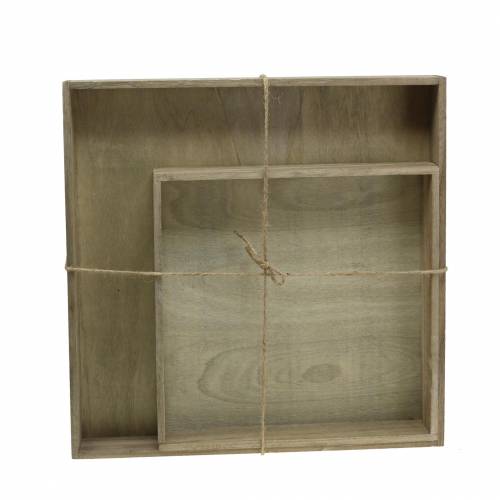Floristik24 Trebrett natursett på 2 kvadrat 40x40/30x30cm