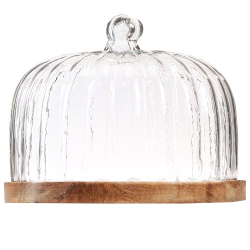 gjenstander Treplate med ostekuppel dekorativ tallerken tre Ø29cm H22cm