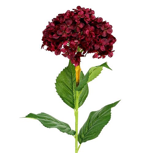 Hortensia kunstig mørk rød 80cm 1 stk
