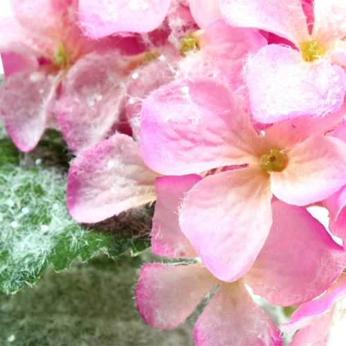 gjenstander Hortensia rosa med snøeffekt 25cm