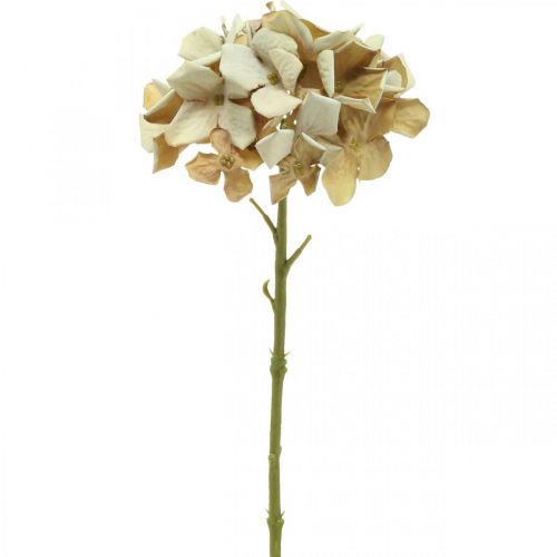 Hortensia kunstblomst brun, hvit høstdekor silkeblomst H32cm
